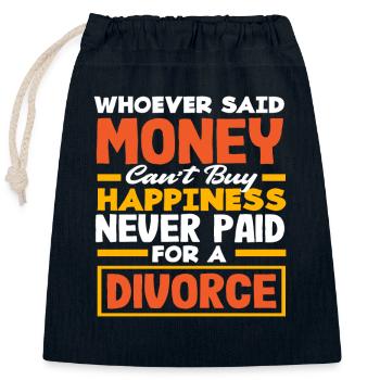 L'argent fait le bonheur Divorce jamais payé - Sac cadeau en coton avec cordon (25 x 30 cm) - bleu marine - Devant