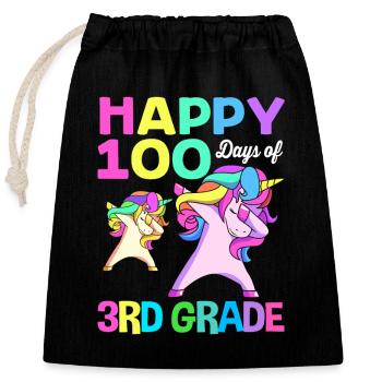3rd Grade - Closable cotton gift bag (25x30cm) - black - Front