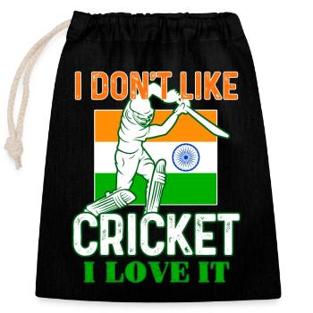 Je n’aime pas le cricket Drôle de fans de cricket indien - Sac cadeau en coton avec cordon (25 x 30 cm) - noir - Devant
