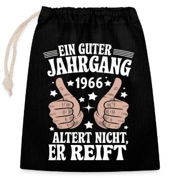 Un bon millésime anniversaire 1966 - Sac cadeau en coton avec cordon (25 x 30 cm) - noir - Devant