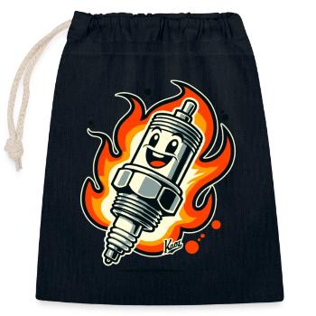 Fröhliche Zündkerze in Flammen - Verschließbarer Geschenkbeutel aus Baumwolle (25x30cm) - Navy - Vorne