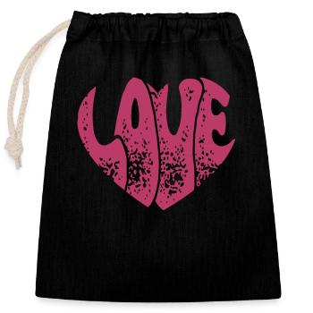 Groovy Love Heart Retro Love Valentine's Day Gift - Closable cotton gift bag (25x30cm) - black - Front