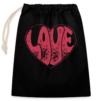 Retro Groovy Love Heart Love Valentine's Day Gift - Closable cotton gift bag (25x30cm) - black - Front