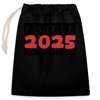 Communion 2025 Guest Book Gift Girls Boys - Closable cotton gift bag (25x30cm) - black - Front