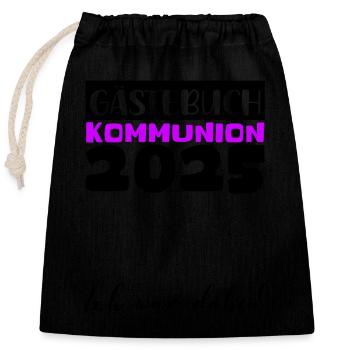 Communion 2025 Guest Book Gift Girls Boys - Closable cotton gift bag (25x30cm) - black - Front