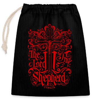 Mon berger Jésus verset biblique - Sac cadeau en coton avec cordon (25 x 30 cm) - noir - Devant