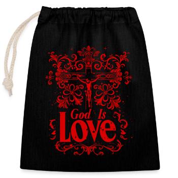 Dieu est amour Jésus-Christ Foi Verset biblique - Sac cadeau en coton avec cordon (25 x 30 cm) - noir - Devant