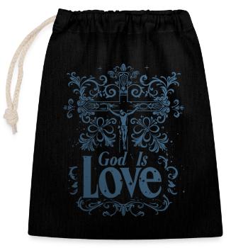 Dieu est amour Jésus-Christ Foi Verset biblique - Sac cadeau en coton avec cordon (25 x 30 cm) - noir - Devant