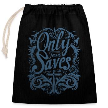 Jésus sauve les versets bibliques des proverbes chrétiens - Sac cadeau en coton avec cordon (25 x 30 cm) - noir - Devant