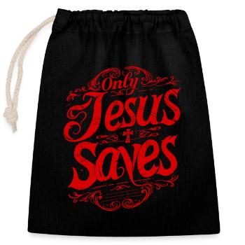 Jésus-Christ sauve le verset biblique, la foi, l’espérance - Sac cadeau en coton avec cordon (25 x 30 cm) - noir - Devant