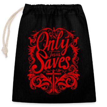 Jésus sauve les proverbes chrétiens Versets bibliques Foi - Sac cadeau en coton avec cordon (25 x 30 cm) - noir - Devant