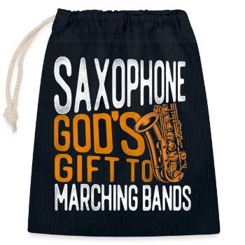 Saxophones Saxophones : le cadeau de Dieu - Sac cadeau en coton avec cordon (25 x 30 cm) - bleu marine - Devant