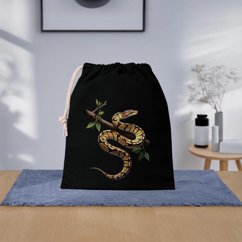 Roi Python Serpents Amoureux Terrarium Python Sac cadeau en coton avec cordon (25 x 30 cm)