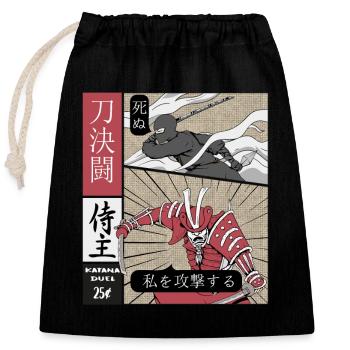 Katana Duel Ninja vs Samurai - Closable cotton gift bag (25x30cm) - black - Front
