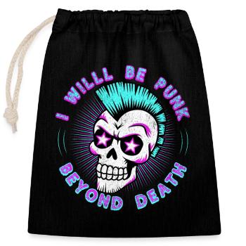 Neon Punk Rock Totenkopf Design - Punk jenseits des Todes 80 - Verschließbarer Geschenkbeutel aus Baumwolle (25x30cm) - Schwarz - Vorne