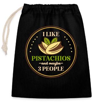 J'aime les pistaches et peut-être 3 personnes - Sac cadeau en coton avec cordon (25 x 30 cm) - noir - Devant