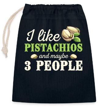 J’aime les pistaches et peut-être 3 personnes - Sac cadeau en coton avec cordon (25 x 30 cm) - bleu marine - Devant