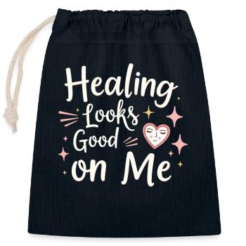separation empowerment, self-love, new beginnings - Closable cotton gift bag (25x30cm) - navy - Front