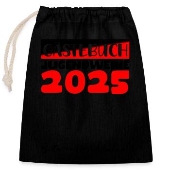 Jugendweihe 2025 Guestbook Gift Girls Boys - Closable cotton gift bag (25x30cm) - black - Front