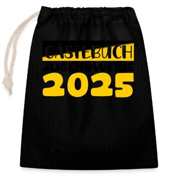 Jugendweihe 2025 Guestbook Gift Girls Boys - Closable cotton gift bag (25x30cm) - black - Front