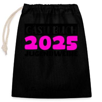 Jugendweihe 2025 Guestbook Gift Girls Boys - Closable cotton gift bag (25x30cm) - black - Front