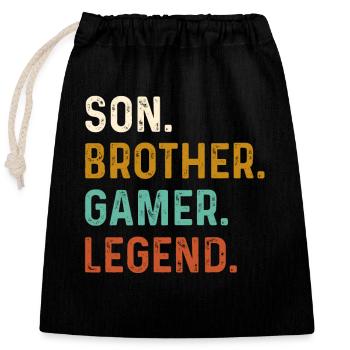 Son Brother Video Gamer Legend Gaming - Verschließbarer Geschenkbeutel aus Baumwolle (25x30cm) - Schwarz - Vorne