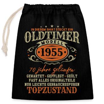 Oldtimer Modell 1955 Jahrgang Geburtstag Geschenk - Verschließbarer Geschenkbeutel aus Baumwolle (25x30cm) - Schwarz - Vorne