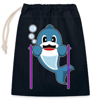 Dolphin Bodybuilder Pull-ups Bodybuilding - Closable cotton gift bag (25x30cm) - navy - Front