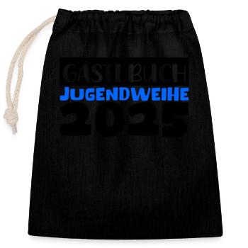Jugendweihe 2025 Guestbook Gift Girls Boys - Closable cotton gift bag (25x30cm) - black - Front