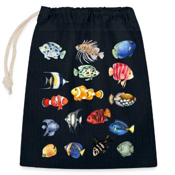 Sea Fish T-Shirt - Colorful Beachwear Pattern - Closable cotton gift bag (25x30cm) - navy - Front