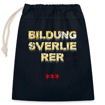 bildungsverlierer/in/endes - Verschließbarer Geschenkbeutel aus Baumwolle (25x30cm) - Navy - Vorne