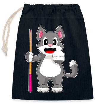 Katze Billiard Queue - Verschließbarer Geschenkbeutel aus Baumwolle (25x30cm) - Navy - Vorne