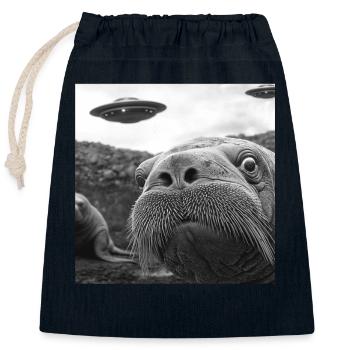 Walross - Verschließbarer Geschenkbeutel aus Baumwolle (25x30cm) - Navy - Vorne