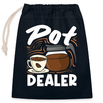 Pot Dealer Kaffee Liebhaber Humorvoll - Verschließbarer Geschenkbeutel aus Baumwolle (25x30cm) - Navy - Vorne