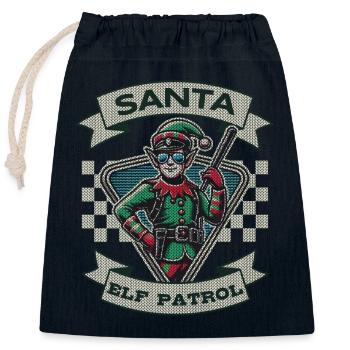 Santa Elf Patrol Team an Weihnachten - Verschließbarer Geschenkbeutel aus Baumwolle (25x30cm) - Navy - Vorne