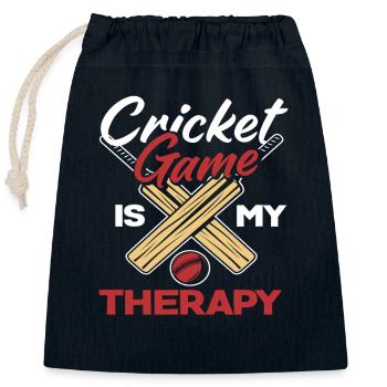 Le jeu de joueur de cricket est ma thérapie - Sac cadeau en coton avec cordon (25 x 30 cm) - bleu marine - Devant