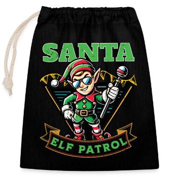 Santa Elf Patrol Christmas Adventure - Closable cotton gift bag (25x30cm) - black - Front