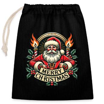 Tattoo Stil Weihnachten Streetwear Aesthetic - Verschließbarer Geschenkbeutel aus Baumwolle (25x30cm) - Schwarz - Vorne