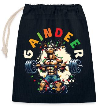 Gaindeer Christmas Fitness Reindeer Saying - Closable cotton gift bag (25x30cm) - navy - Front