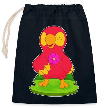 Fleur de perroquet - Sac cadeau en coton avec cordon (25 x 30 cm) - bleu marine - Devant
