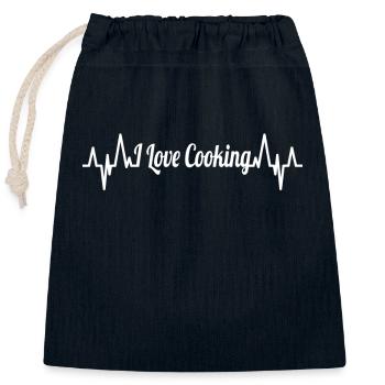 I love to cook heartbeat - Closable cotton gift bag (25x30cm) - navy - Front