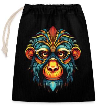 Portrait de singe - Sac cadeau en coton avec cordon (25 x 30 cm) - noir - Devant