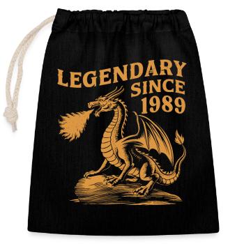 Légendaire depuis 1989 Anniversaire Dragon Fantasy - Sac cadeau en coton avec cordon (25 x 30 cm) - noir - Devant