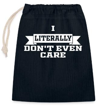 I Literally Cant Even Care - Closable cotton gift bag (25x30cm) - navy - Front