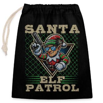Santa Elf Patrol Christmas Fun - Closable cotton gift bag (25x30cm) - black - Front