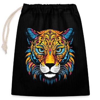 Portrait de guépard - Sac cadeau en coton avec cordon (25 x 30 cm) - noir - Devant