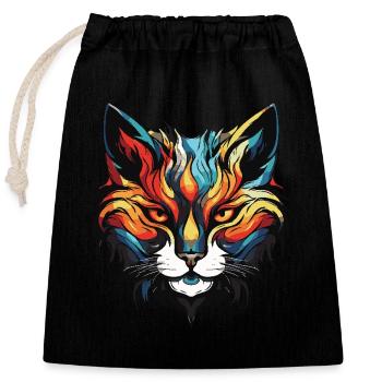 Cat Portrait Head - Closable cotton gift bag (25x30cm) - black - Front