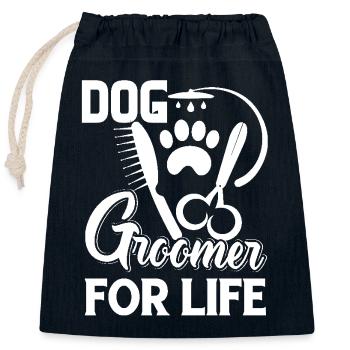 Dog Groomer For Life - Closable cotton gift bag (25x30cm) - navy - Front