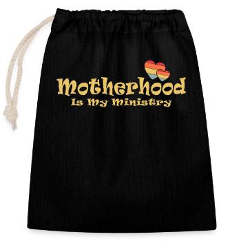 Motherhood Is My Ministry - Closable cotton gift bag (25x30cm) - black - Front