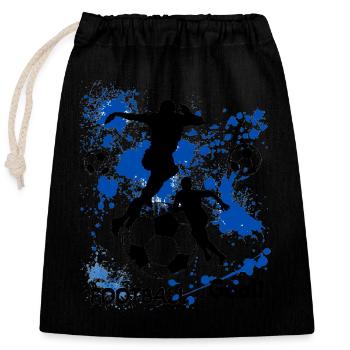 Football - Closable cotton gift bag (25x30cm) - black - Front